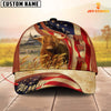 Joycorners Custom Name Highland Cattle US Flag 3D Cap