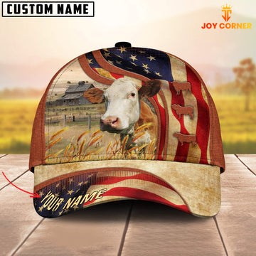 Joycorners Custom Name Simmental US Flag 3D Cap