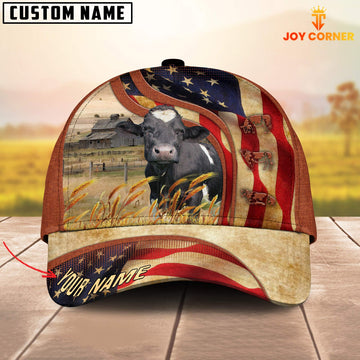 Joycorners Custom Name Holstein US Flag 3D Cap