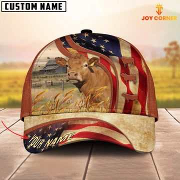 Joycorners Custom Name Limousin US Flag 3D Cap