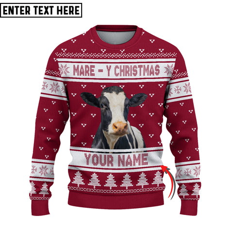 Joycorners Custom Name Holstein Mare - Y Christmas Ugly Sweater