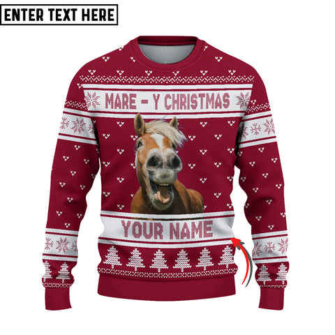 Joycorners Custom Name Horse Mare - Y Christmas Ugly Sweater