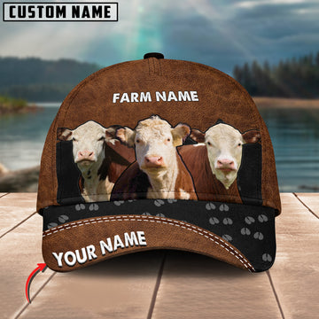 Joycorners Happy Hereford Customized Name And Farm Name 3D Classic Cap