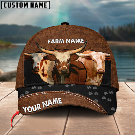 Joycorners Happy Texas Longhorn Customized Name And Farm Name 3D Classic Cap