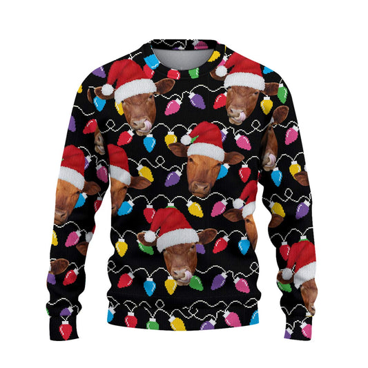 Joycorners Red Angus Christmas Ugly Sweater