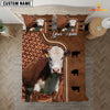JoyCorners Custom Name Hereford Cattle Leather Carving 3D Bedding Set