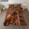 JoyCorners Custom Name Horse Leather Carving 3D Bedding Set