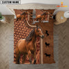 JoyCorners Custom Name Horse Leather Carving 3D Bedding Set