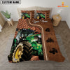 JoyCorners Custom Name Tractor Leather Carving 3D Bedding Set