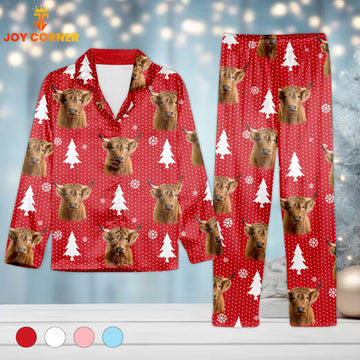 Joycorners Highland Cattle Chrismas Pattern 3D Pajamas