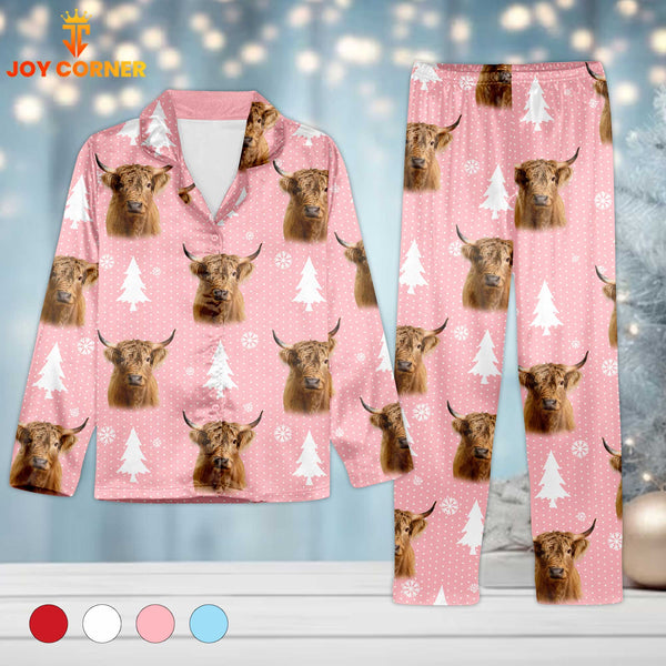 Joycorners Highland Cattle Chrismas Pattern 3D Pajamas
