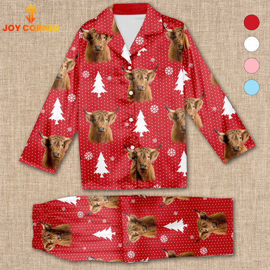 Joycorners Highland Cattle Chrismas Pattern 3D Pajamas