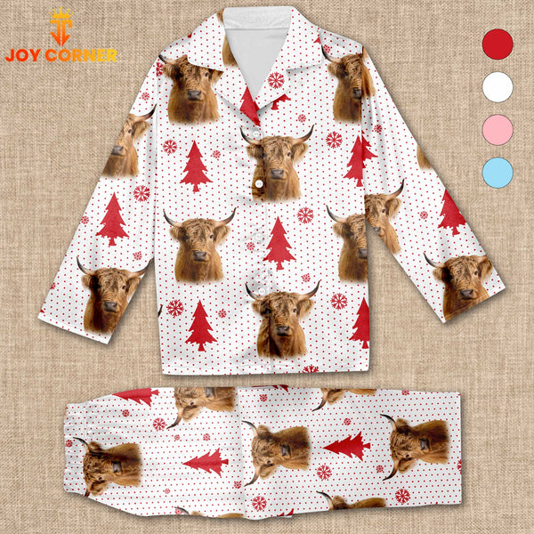 Joycorners Highland Cattle Chrismas Pattern 3D Pajamas
