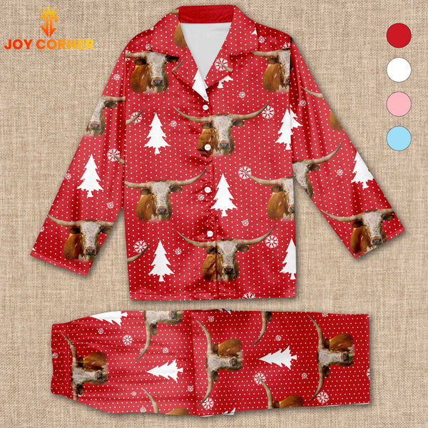 Joycorners Texas Longhorn Chrismas Pattern 3D Pajamas