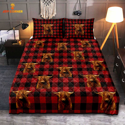 Joycorners Highland Cattle Pattern Quilt Bedding Set