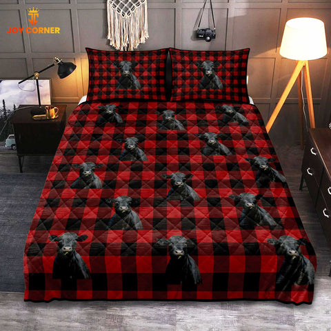 Joycorners Black Angus Cattle Pattern Quilt Bedding Set