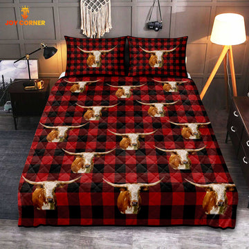 Joycorners Texas Longhorn Pattern Quilt Bedding Set