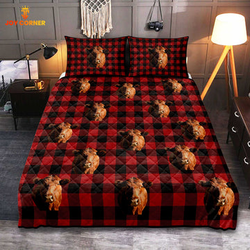 Joycorners Red Angus Pattern Quilt Bedding Set