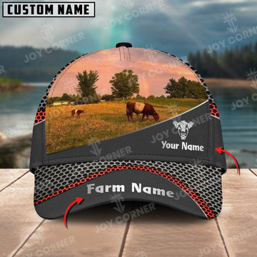 Joycorners Belted Galloway Customized Name And Farm Name Metal 3D Classic Cap For Chris