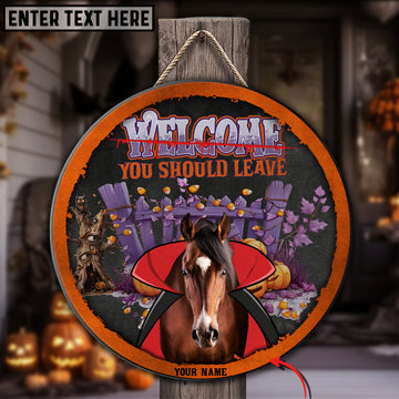 Joycorners Farm Name Horse Witch Happy Halloween Wooden Sign