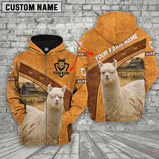 Joycorners Alpaca 3D Customized Name - Farm Name Hoodie