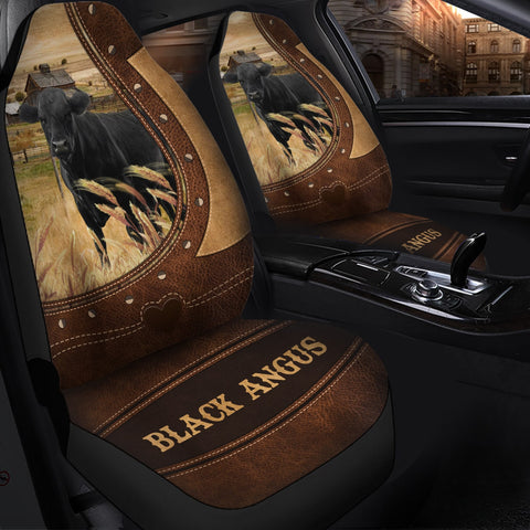 Joycorners Black Angus Cattle On Farm Car Seat Cover Set