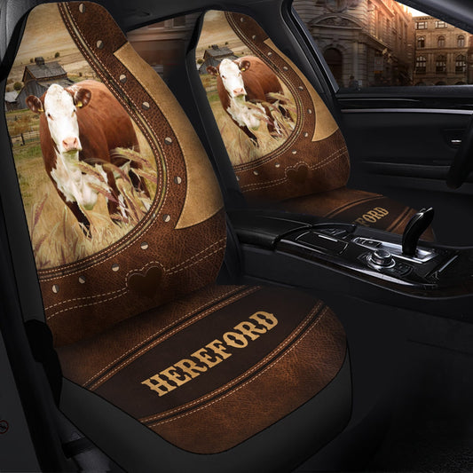 Joycorners Hereford Cattle On Farm Car Seat Cover Set