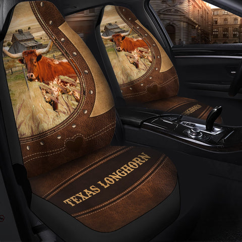 Joycorners Texas Longhorn Cattle On Farm Car Seat Cover Set