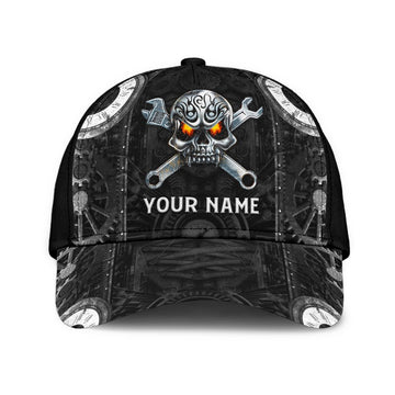 Joycorners Custom Name Skull Mechanic 3D Cap