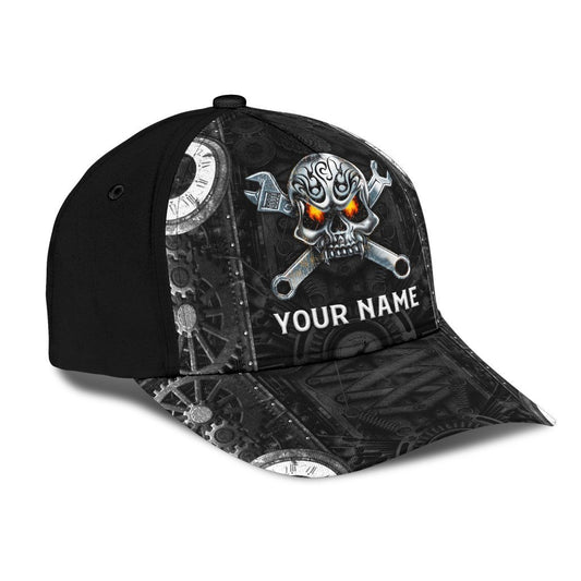 Joycorners Custom Name Skull Mechanic 3D Cap