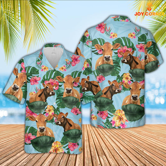 Joy Corners Jersey Flower Pattern 3D Hawaiian Shirt