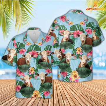 Joy Corners Hereford Flower Pattern 3D Hawaiian Shirt