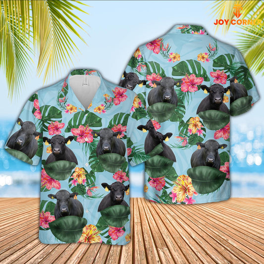 Joy Corners Brangus Flower Pattern 3D Hawaiian Shirt