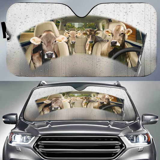 Joycorners Braunvieh On The Rain All Over Printed 3D Sun Shade