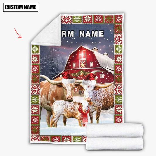 Joycorners Texas Longhorn Merry Christmas Pattern 3D Blanket