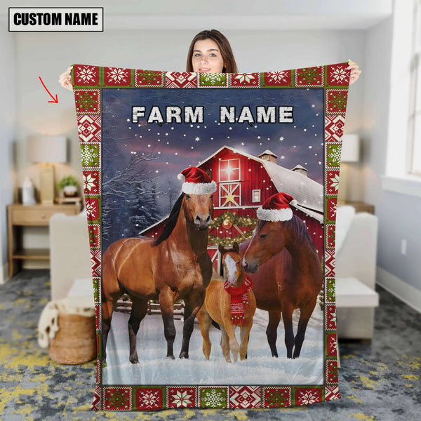 Joycorners Horse Merry Christmas Pattern 3D Blanket