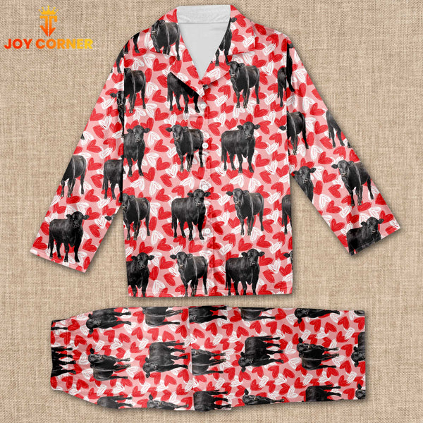 Joycorners Black Angus Valentine Pattern 3D Pajamas