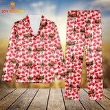 Joycorners Hereford Cattle Valentine Pattern 3D Pajamas