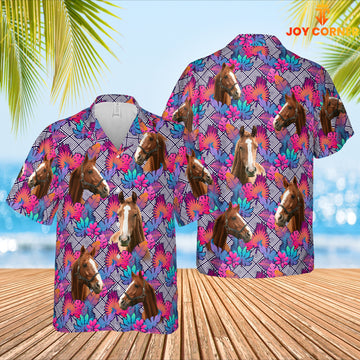 Joy Corners Horse Face Leaf Pattern 3D Hawaiian Shirt