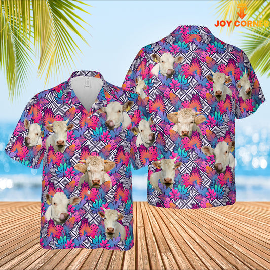 Joy Corners Tractor Face Leaf Pattern 3D Hawaiian Shirt