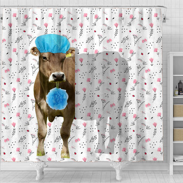 Joycorners Brown Swiss Flower 3D Shower Curtain