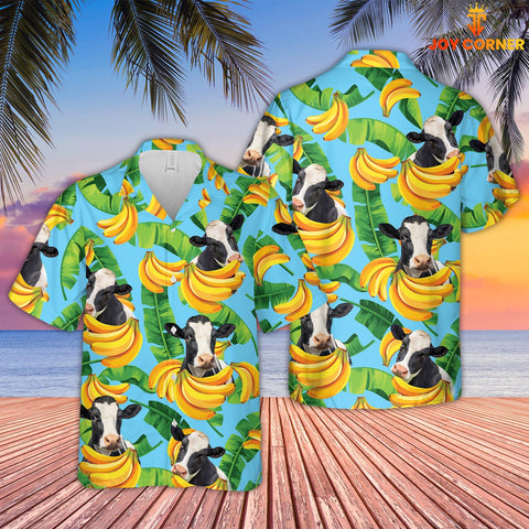 Joy Corners Holstein Banana Pattern 3D Hawaiian Shirt
