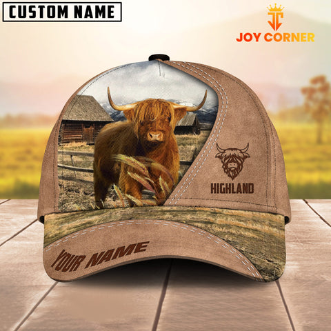 Joycorners Customized Name Highland Cattle On Ranch Light Brown Cap