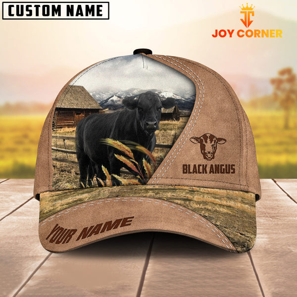 Joycorners Customized Name Black Angus Cattle On Ranch Light Brown Cap