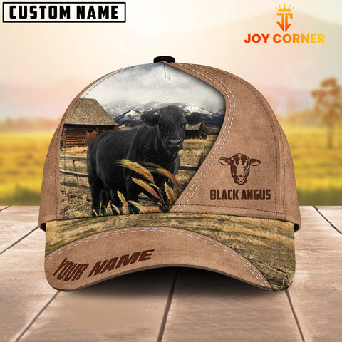Joycorners Customized Name Black Angus Cattle On Ranch Light Brown Cap
