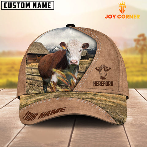 Joycorners Customized Name Hereford Cattle On Ranch Light Brown Cap