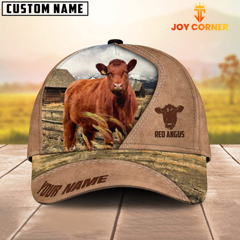 Joycorners Customized Name Red Angus On Ranch Light Brown Cap