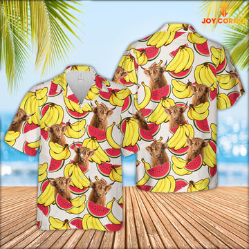 Joy Corners Highland Face Fruit Pattern 3D Hawaiian Shirt
