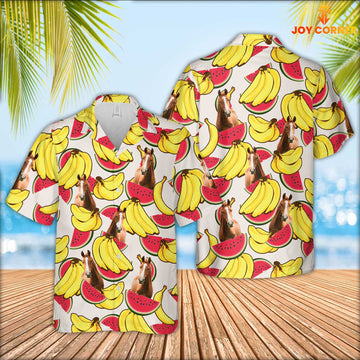 Joy Corners Horse Face Fruit Pattern 3D Hawaiian Shirt