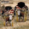Joycorners Farm Custom Name Hereford Cattle On Farm US Flag 3D Printed Hoodie